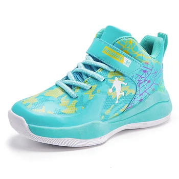 Баскетбольная обувь для подростков, Амортизирующая Спортивная обувь для мальчиков, Нескользящие тренировочные кроссовки для девочек, детские баскетбольные ботинки с крючком и петлей