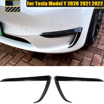 2 шт. для Tesla Model Y 2020 2021 2022, Отделка противотуманных фар, рамка, накладка для бровей, Внешняя отделка, наклейка, разветвитель, Автомобильные аксессуары