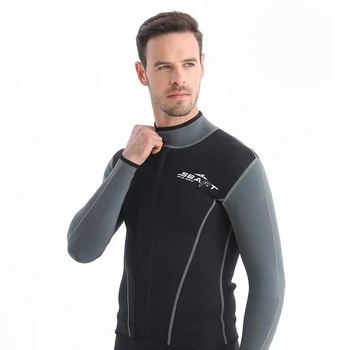 2023 Мужской водолазный костюм из 1,5 ММ неопрена с разрезом, куртка для серфинга с длинным рукавом, топ для дайвинга с застежкой спереди, водные виды спорта, Парусный спорт, серфинг, топ для дайвинга