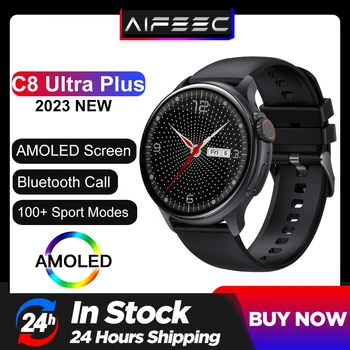 AMOLED Смарт-часы Always-on Dispaly C8 Ultra Мужские Часы с Bluetooth-Вызовом 24 Часа В сутки Для измерения Сердечного Ритма и артериального давления Smartwatch для IOS Apple