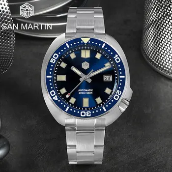 San Martin, Лидирующий бренд, Роскошные мужские часы Turtle Diving NH35, мужские Автоматические механические наручные часы с сапфиром, 20 бар, Светящиеся Relojes