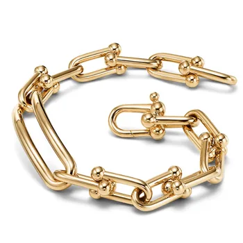 U-образный браслет-цепочка с пряжкой в виде подковы, ожерелье в стиле хип-хоп, индивидуальность, подарок для пары выдолбленных ювелирных изделий