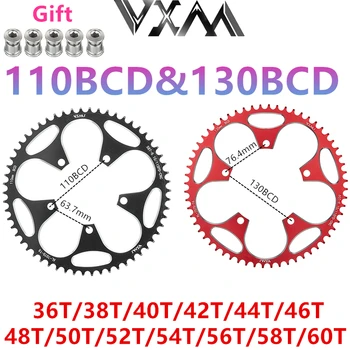 VXM Узкие Широкие Зубья 110BCD и 130BCDMTB Для велосипеда 36T-58T Комплект Кривошипно-заводных колец Подходят для Shimano 110 BCD и 130 BCD Light