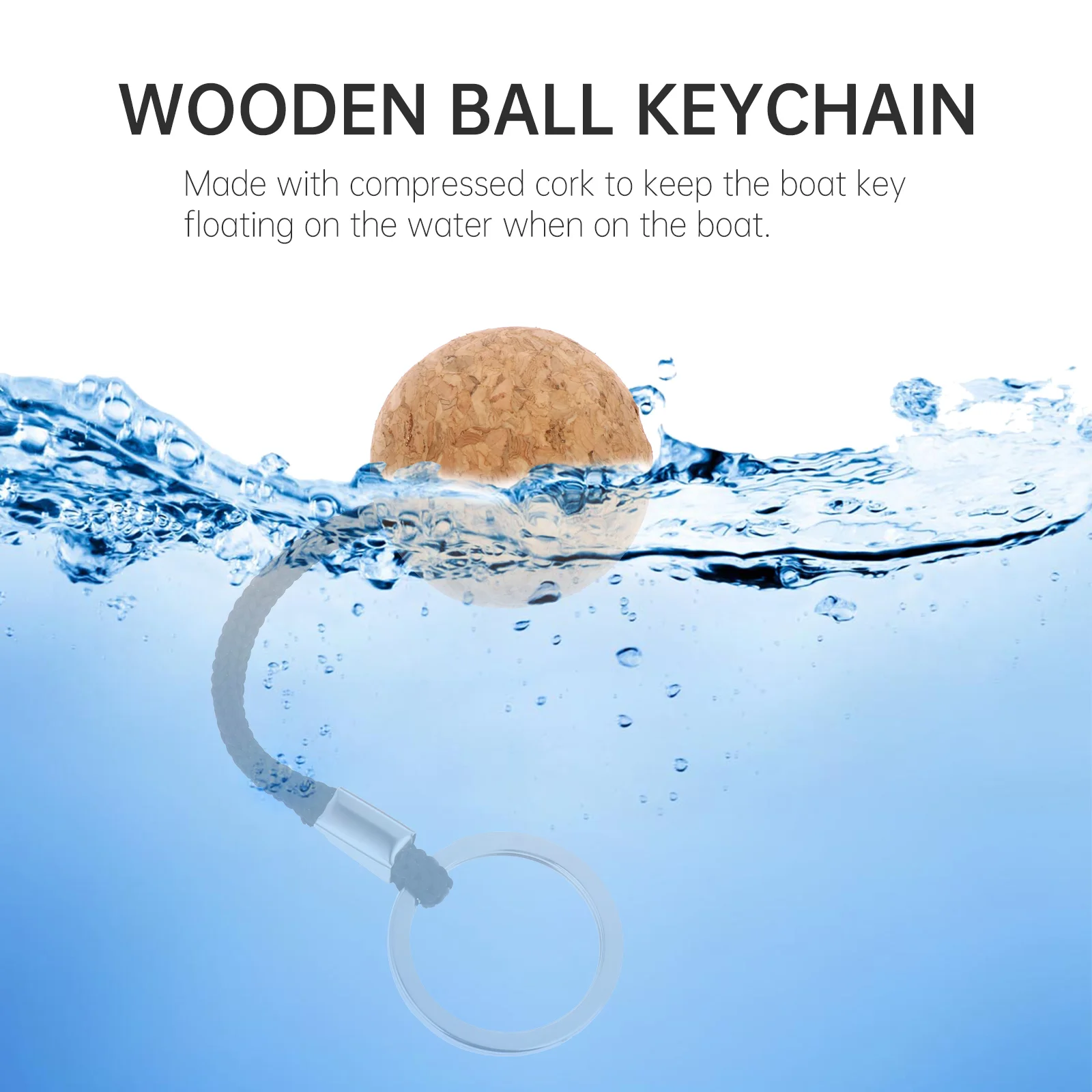 2 шт. брелок с деревянным шариком-поплавком из пробки, ключи, круглое плавающее кольцо с плавающим кругом1