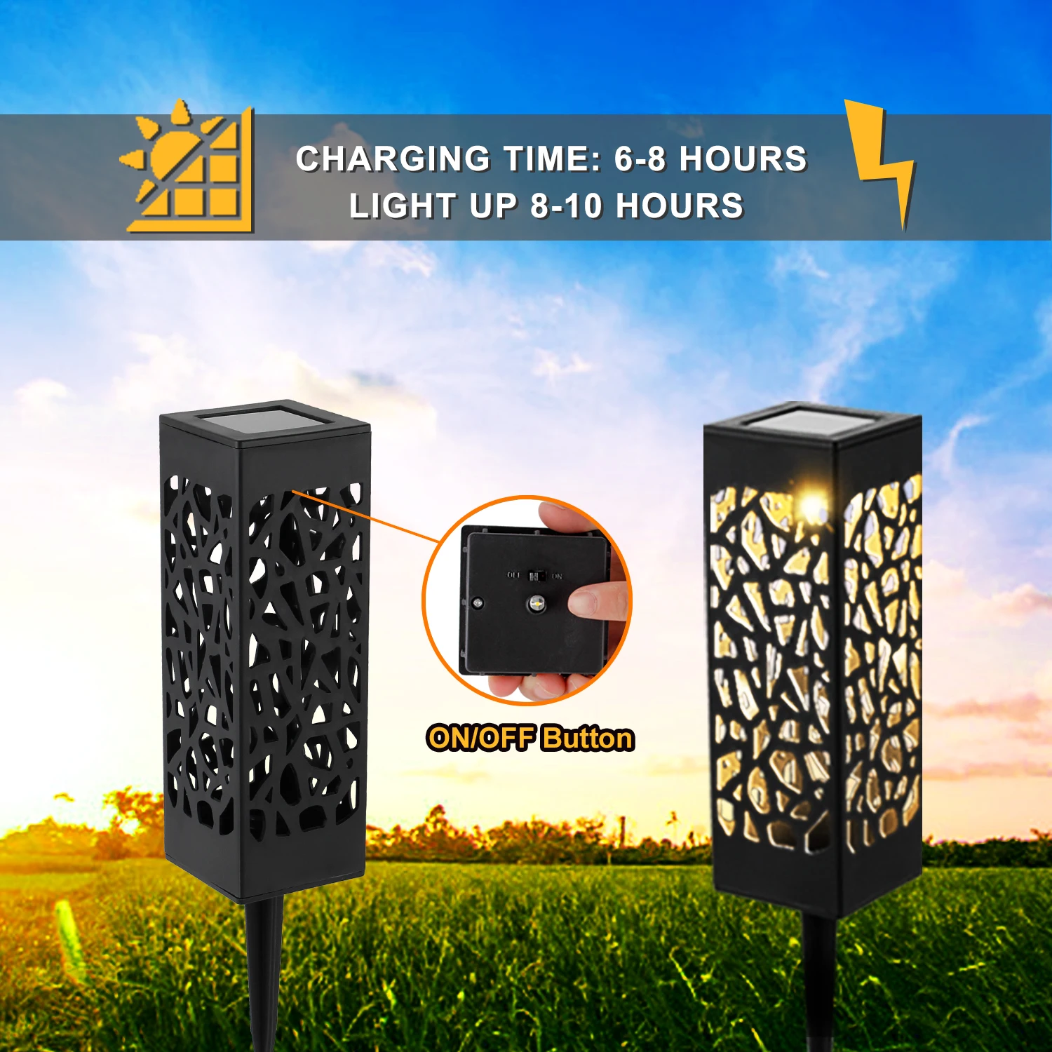 6-30 шт. Солнечная лампа Подземный свет Теплый белый светодиодный ландшафтный светильник для наружного дворового газонного парка3
