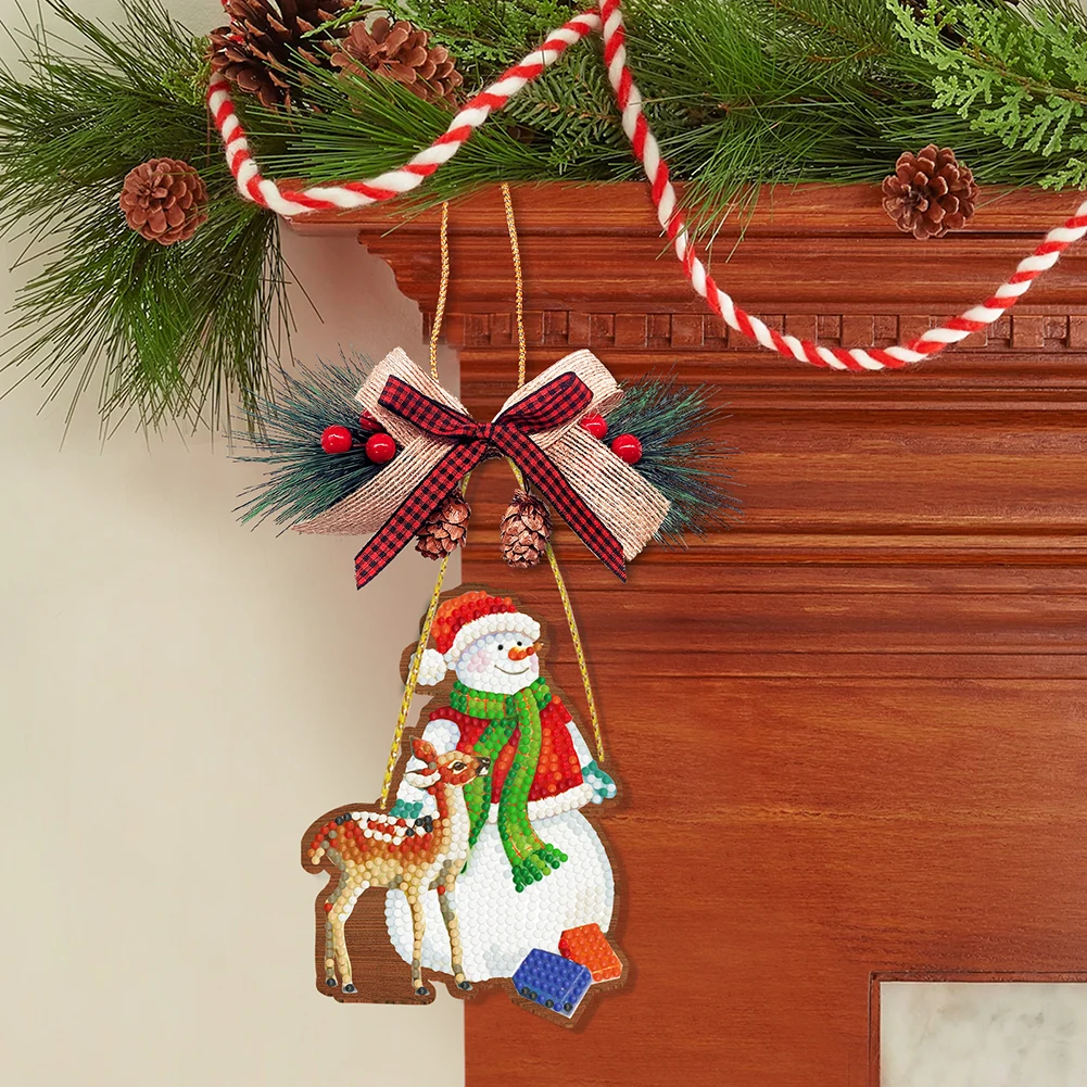 DIY Алмазная живопись Брелки Рождество Санта Клаус Снеговик Кулон Горный Хрусталь Вышивка Брелок Брелок Кулон Рождественский подарок3