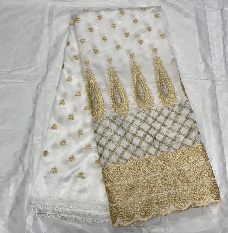 высококачественная африканская кружевная ткань 2023, вышитое 5 ярдов мягкое светло-серое свадебное платье george из шелка-сырца с уценкой4