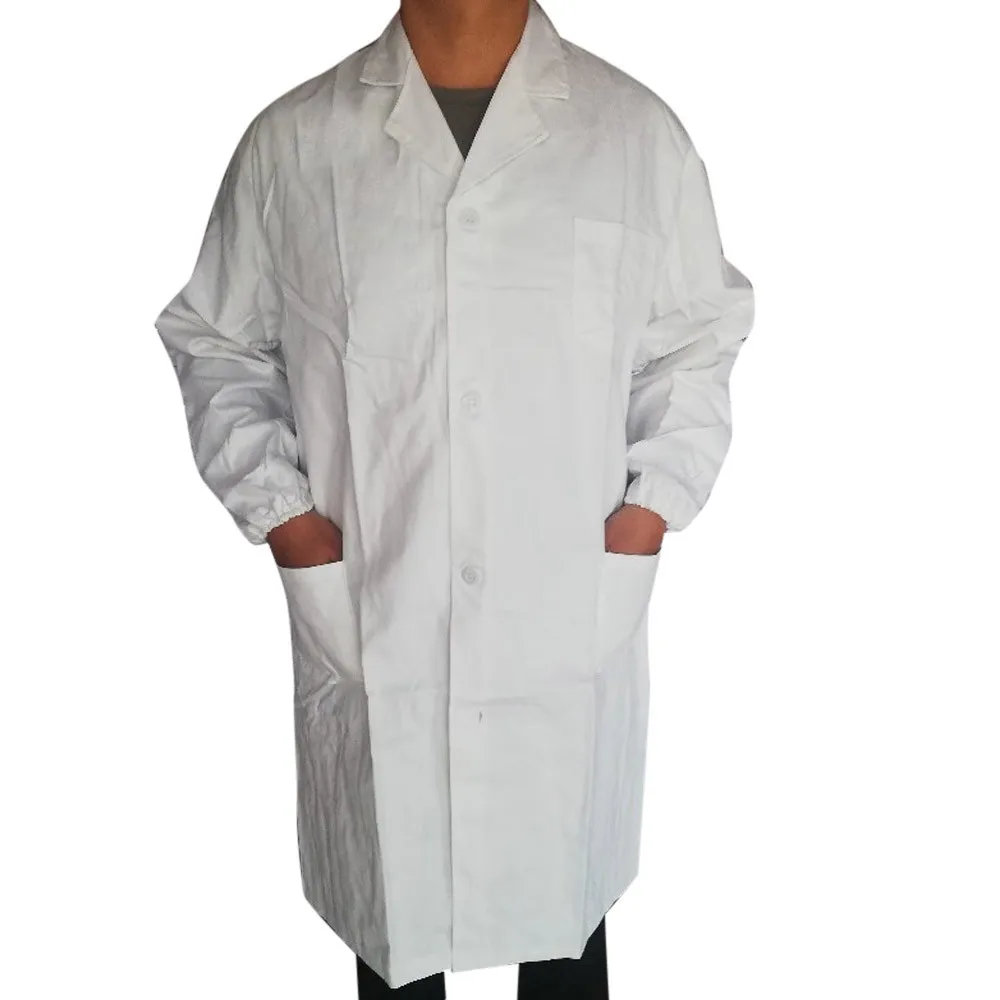 Женщины Мужчины Унисекс Белый лабораторный халат с длинным рукавом, воротник с лацканами, на пуговицах, Униформа медицинской медсестры, Туника, блузка1
