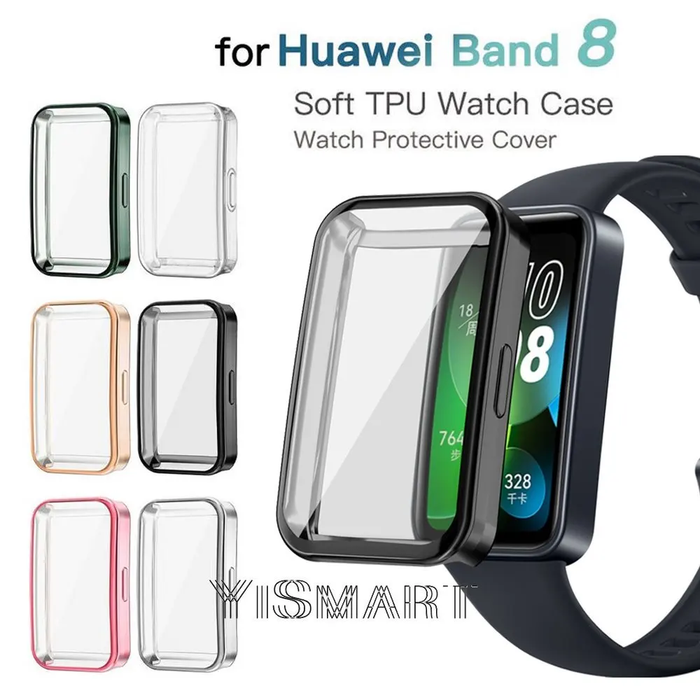 Защитный чехол для экрана Huawei Band 8, бампер с полным покрытием, мягкий защитный чехол из ТПУ для Huawei Band8, аксессуары0