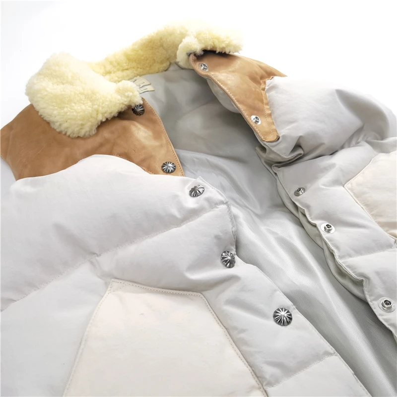 Модное пальто с наполнителем из белого гусиного пуха в стиле пэчворк 2023ss, Винтажная теплая мужская куртка Y2K, уличная одежда, ветровка, пальто, одежда1