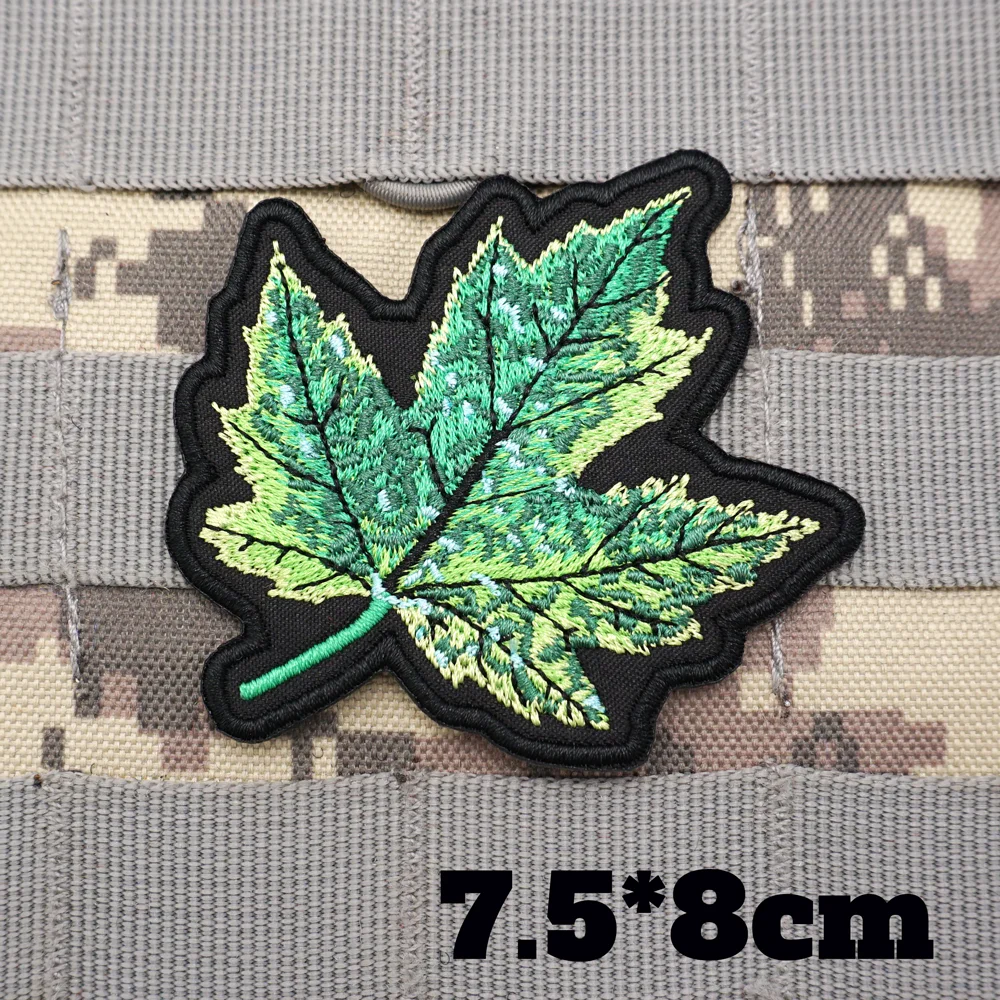 Нашивки в стиле милитари с вышитыми листьями, нарукавная повязка, значок на рюкзаке с застежкой-крючком для одежды0