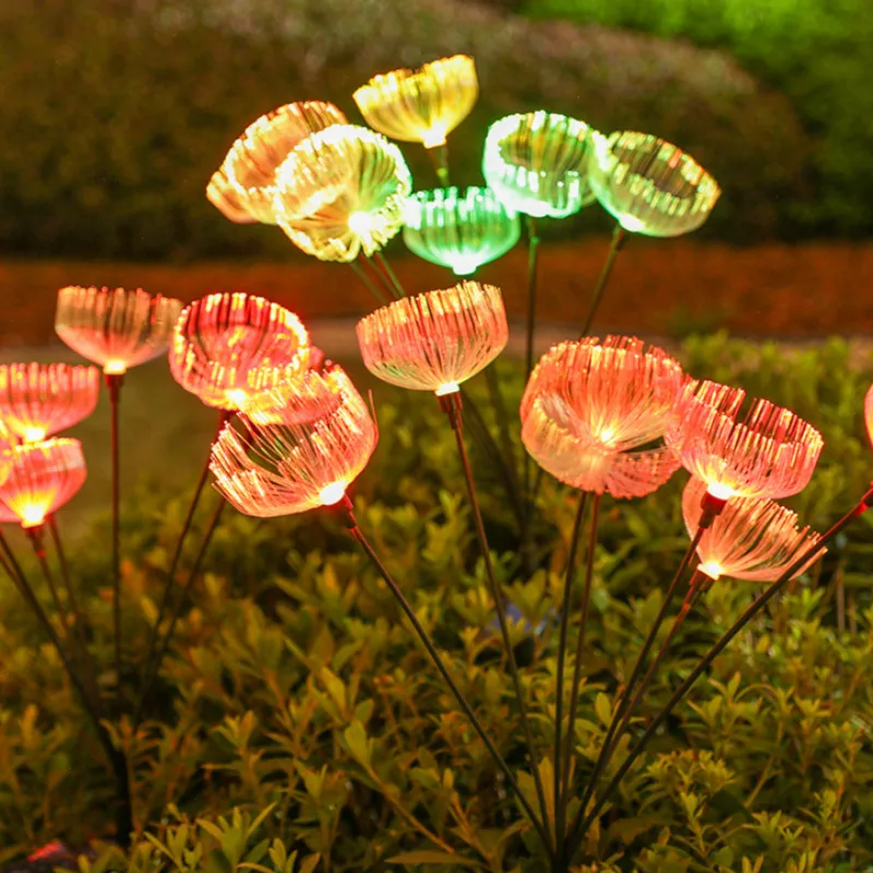 светодиодный солнечный волоконный светильник в виде медузы, наружные декоративные вставные фонари, 7 головок, теплый сад, звездная лужайка, ландшафтные фонари1