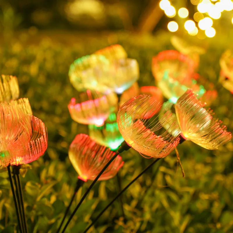 светодиодный солнечный волоконный светильник в виде медузы, наружные декоративные вставные фонари, 7 головок, теплый сад, звездная лужайка, ландшафтные фонари3