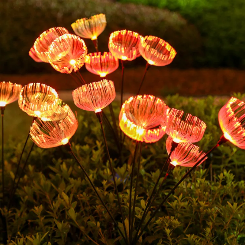 светодиодный солнечный волоконный светильник в виде медузы, наружные декоративные вставные фонари, 7 головок, теплый сад, звездная лужайка, ландшафтные фонари4