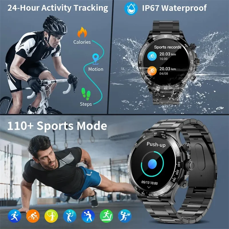 Смарт-часы X11, мужские наручные часы из нержавеющей стали, Bluetooth-вызов, мониторинг здоровья, искусственный интеллект, Голосовой спортивный фитнес-трекер, мужские умные часы2