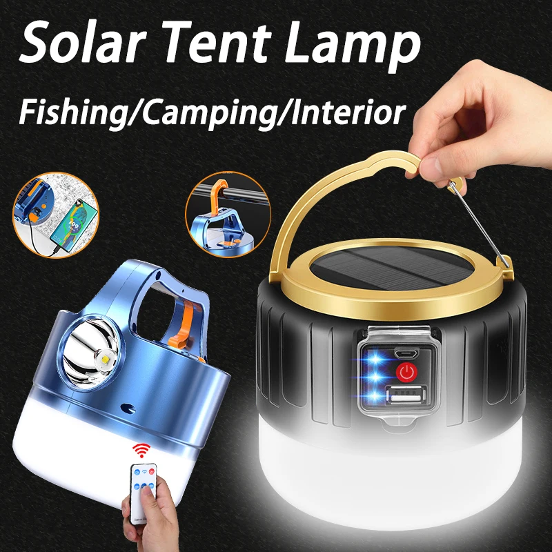 Солнечный свет, перезаряжаемая лампа для палатки с аккумулятором, походный фонарь с USB, аварийное освещение, солнечная лампа для барбекю0