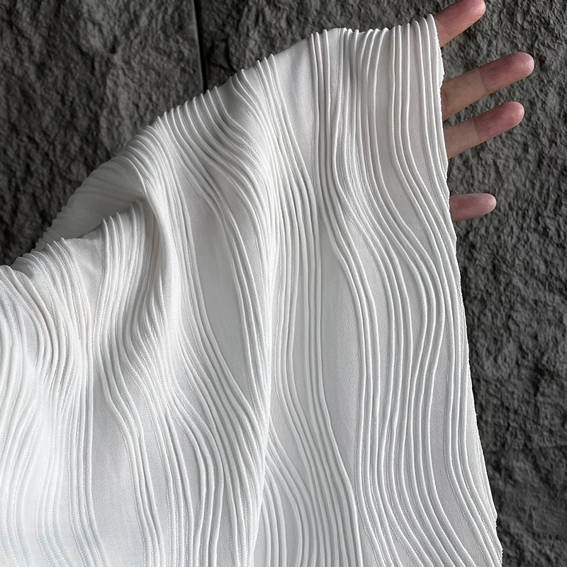 Текстура жаккардовой ткани в полоску, Плиссированная Дизайнерская одежда, ткань оптом, ткань для шитья Diy Apaprel, Полиэфирный материал1