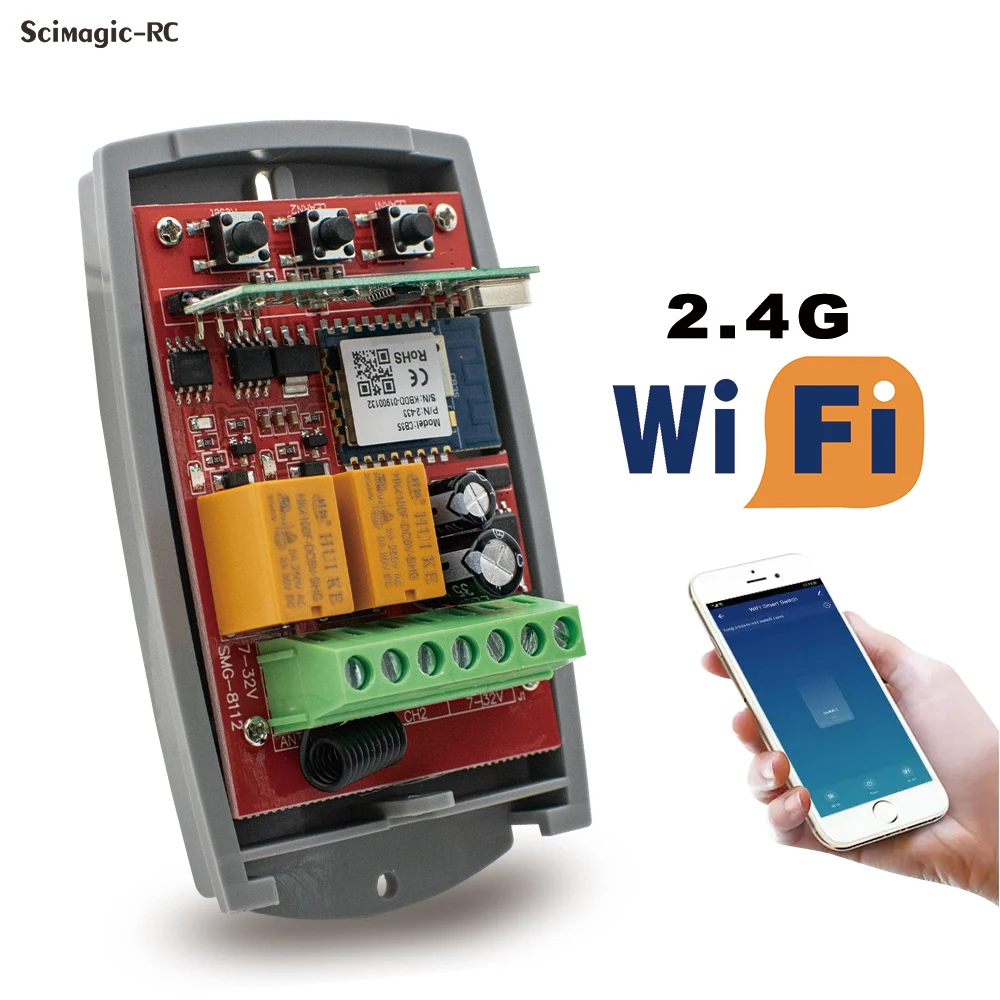 Универсальный 433 МГц Приемник Гаражных Ворот Tuya WiFi Smart Life Relay 7-32 В 85-250 В 220 В 2CH Для Rolling Code Пульт Дистанционного Управления Барьером1