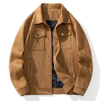 Брендовая одежда Мужские пальто из замшевой ткани с лацканами, толстые теплые повседневные куртки/мужские высококачественные однотонные тонкие куртки-пиджаки