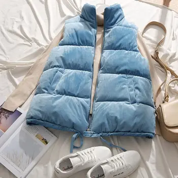 Вельветовый жилет, верхняя одежда, весенне-зимний жилет, утепленное пальто, однотонный жилет без рукавов в корейском стиле, женская одежда