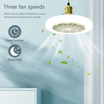 Вентиляторная лампа с 3 скоростями ветра, потолочный вентилятор для скрытого монтажа, 2 световых пульта дистанционного управления и настенная кнопка для спальни /кухни / кабинета /гостиной