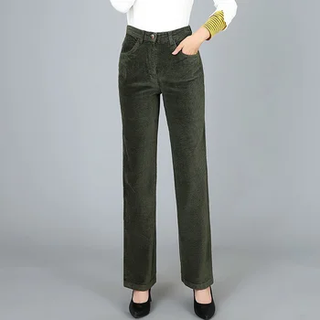 Весенние модные женские вельветовые брюки 2023, Большие размеры, Широкие брюки с высокой талией, женские винтажные коричневые Прямые брюки