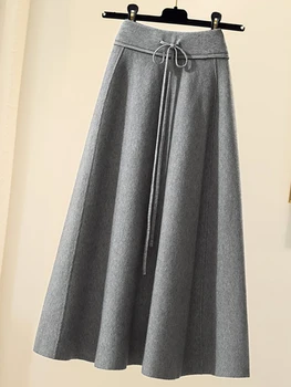 Вязаная юбка Женская Осенне-зимняя новая корейская версия, универсальная, тонкая, средней и длинной длины, трапециевидная, со складками