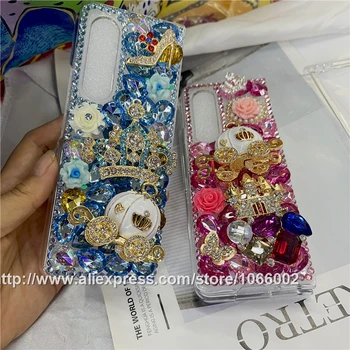 Горячие Чехлы 3D Castle Crystal Pumpkin Carriage Bling Для Samsung Galaxy S20 S21 FE S22 S23 Plus Note 10 20 Ultra Z Fold 5 3 4 2