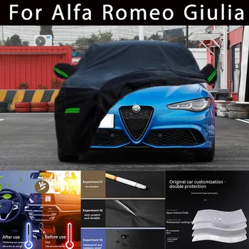 Для Alfa Romeo Giulia Наружная защита Полные автомобильные чехлы Снежный покров Солнцезащитный козырек Водонепроницаемые Пылезащитные внешние автомобильные аксессуары