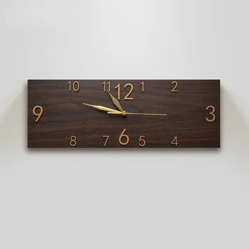 Европейский стиль ретро деревянные прямоугольные настенные часы гостиная кабинет домашние креативные часы индивидуальность арт-деко часы без звука