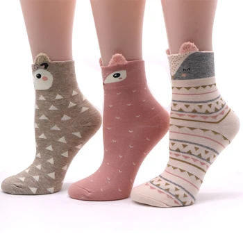 Женские носки с героями мультфильмов, милые хлопковые носки с животными, осенне-зимние теплые носки для девочек, Рождественские художественные носки, новогодние подарки