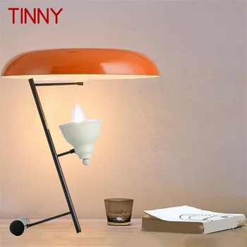 Жестяная настольная лампа в итальянском стиле, современная светодиодная оранжевая Простая настольная лампа, декоративная со стороны кровати