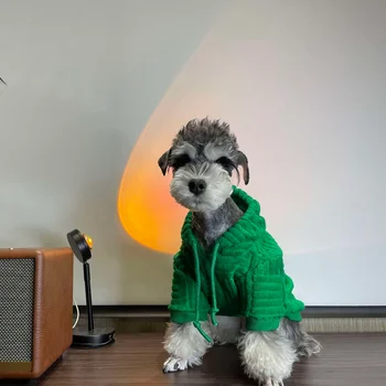 Зеленая толстовка с капюшоном Одежда для собак Puppy Simple Модная одежда для собак среднего размера Осень Зима Товары для домашних животных в Корейском стиле Йоркшир Каваи