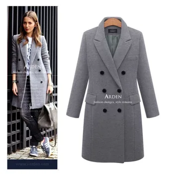 Зимние Женские шерстяные пальто 2023, куртки с повседневными эффектами, Шерстяное пальто, Элегантное Двубортное Длинное женское пальто, верхняя одежда
