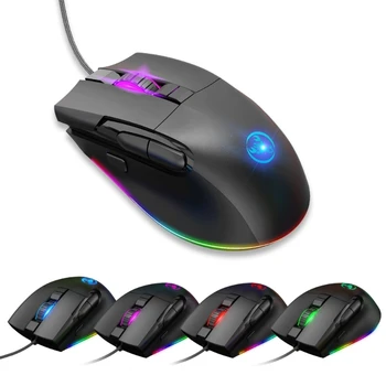 Клавиатура с подсветкой RGB, 61 клавиша, проводная игровая клавиатура с USB-проводом, 7200 точек на дюйм, мышь для домашнего использования