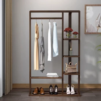 Мебель для спальни вешалка для одежды из массива китайского ореха простой современный деревянный подвесной шкаф для хранения одежды и обуви
