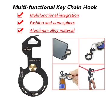 Многофункциональная цепочка для ключей из алюминиевого сплава, держатель для ключей, рама для мобильного телефона, Открывалка для бутылок, веревочный крюк для кемпинга на открытом воздухе.