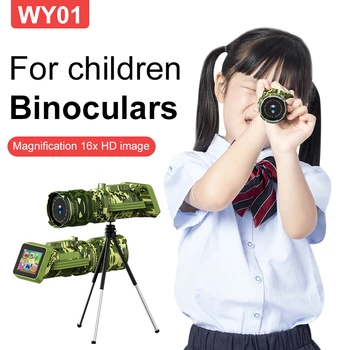 Монокуляр LUOSI с полным камуфляжем, 2-дюймовый цветной экран, 8MP 1080P, оптический 16-кратный детский монокуляр, игровой телескоп, игрушка