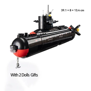 Набор строительных блоков для подводной лодки военной серии, модели кирпичей, персонажи детских игрушек, совместимые с подарками на День рождения 2239