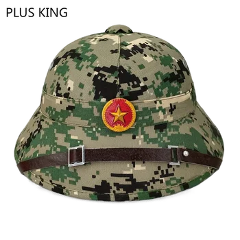 Новый Ретро Камуфляжный Вьетнамский Шлем Vietcong Военная Шляпа Тактическая Армейская Кепка Джунглей Открытый CS Косплей с Сеткой и Значком 6 Цветов