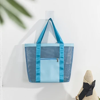 Пляжная сумка-тоут большой емкости с изолированным отделением-охладителем, пляжные сумки из пескостойкой сетки для женщин, идеально подходящие для бассейна