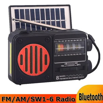 Портативное Аварийное Радио Solar FM AM SW1-6 Радиоприемник Bluetooth Динамик с Фонариком TF Карта USB Накопитель MP3 Музыкальный Плеер