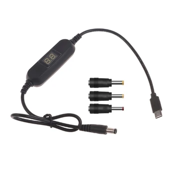 Преобразователь типа C от 5 В до 12 В Кабель Повышающего преобразователя USB C до 5,5x2,1 мм с Цилиндрическим разъемом с адаптером на 3 разъема