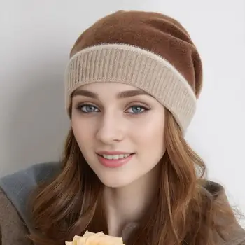 Растягивающаяся женская шляпа, уютные стильные женские зимние шапки, вязаная мешковатая шапочка-бини с противоскользящим дизайном для тепла и комфорта