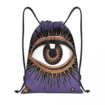Рюкзак на шнурке с мистическим глазом и звездами, спортивная спортивная сумка для мужчин и женщин, Тренировочный рюкзак с духовным амулетом.