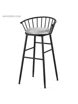 Современный высокий табурет Простой барный стул из кованого железа Комбинация стола и стула в стиле ретро Барный стул с легкой роскошной спинкой Промышленный