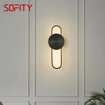 Современный интерьер Латунный настенный светильник LED 3 цвета Черное медное бра Освещение Классический декор для дома гостиной спальни