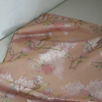 Ткань Химическое волокно Шириной 50 см x 150 см С растительным цветочным принтом, Окрашенный в пряжу жаккард, Оранжево-розовый, Платье Своими руками, Одежда для шитья, сумка-подушка