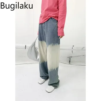 Уличная одежда Bugilaku, модные потертые джинсы из денима, женские повседневные капри с завязками на талии, женские Свободные универсальные прямые брюки