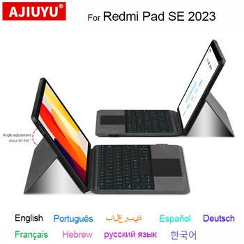 Чехол-клавиатура для Redmi Pad SE 2023 Red Mi Pad Se, 11-дюймовый защитный чехол для планшета с клавиатурой на французском Корейском немецком русском